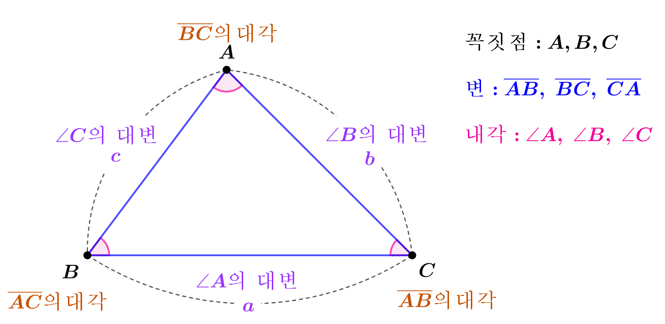 삼각형의 명칭과 용어 정리