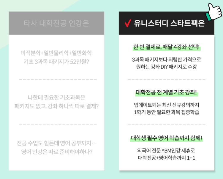 유니스터디 대학전공인강 비교